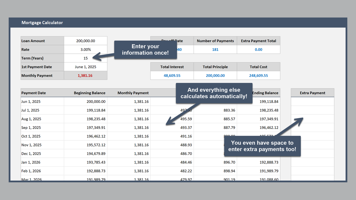 Excel Mortgage Calculator