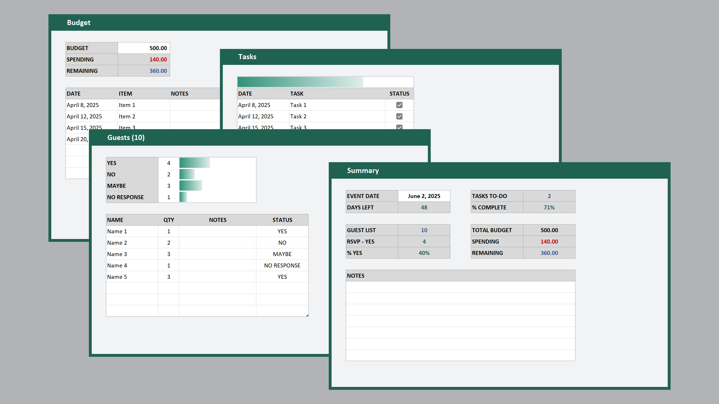 Excel Event Planner – Spreadsheet Life