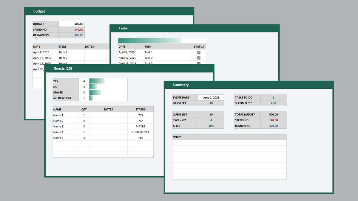 Excel Event Planner
