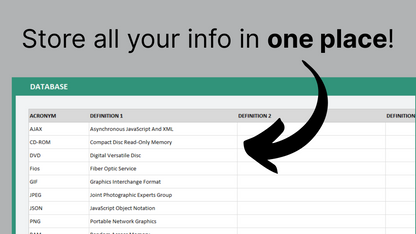 Excel Acronym Database