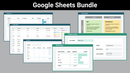 Google Sheets Personal Organization Bundle