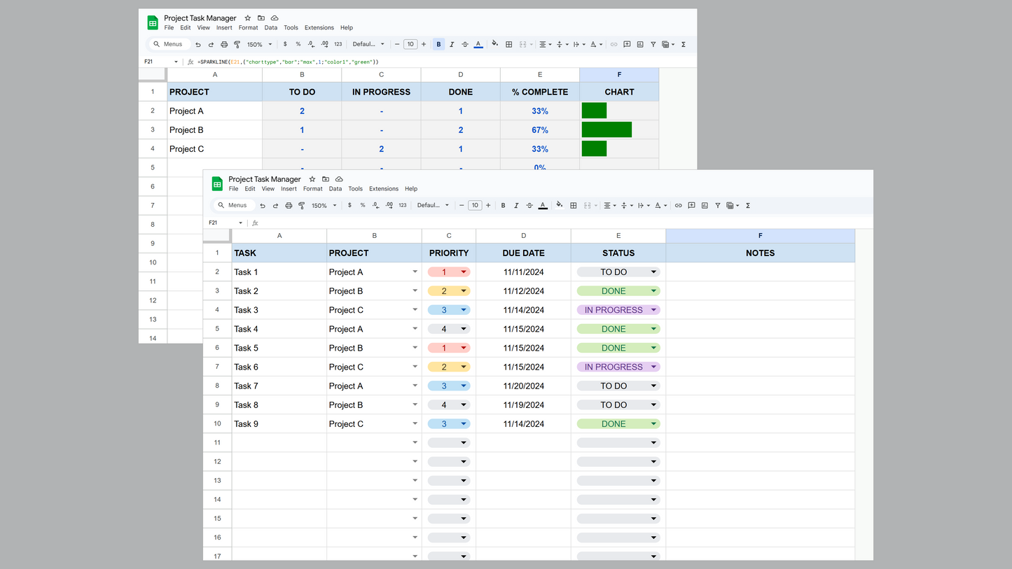 Google Sheets Project Task Manager – Spreadsheet Life