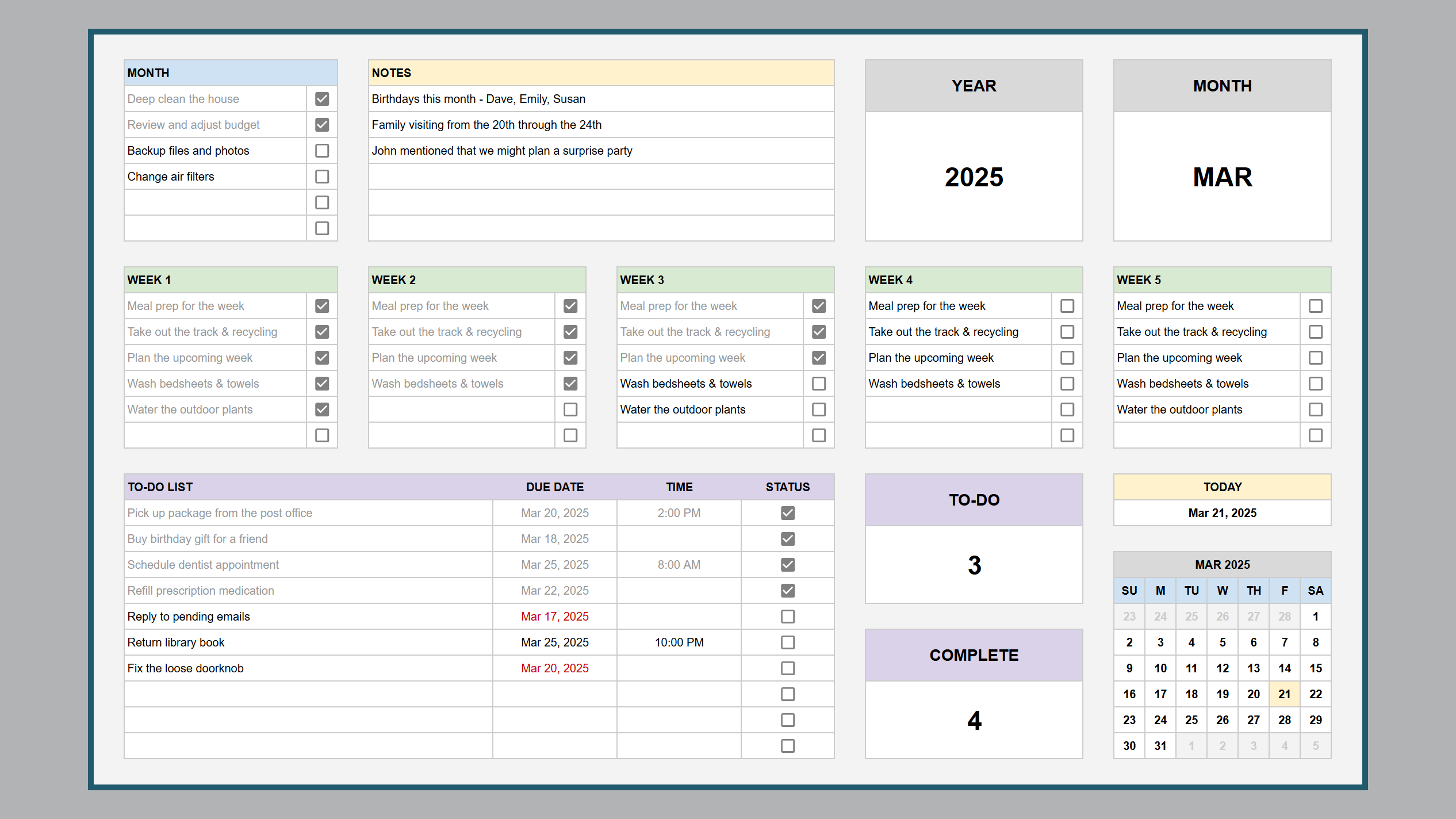 Spreadsheet Planner Example Google Sheets Simple Productivity Planner – Spreadsheet Life