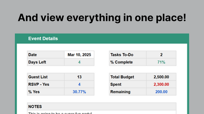 Google Sheets Event Planner