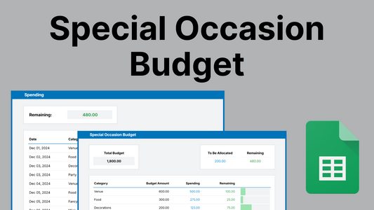 Google Sheets Special Occasion Budget